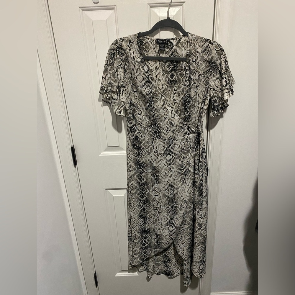 Snakeskin print wrap dress